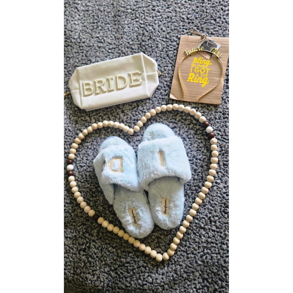 Dearfoams Bride Set I Do Slippers Bride Makeup Bag Future Mrs Headband Bundle
